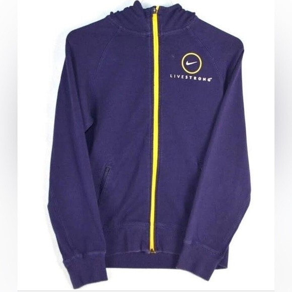 Nike Livestrong Purple Zip Up Athletic Sport Long Sleeve Jacket S - Picture 3 of 5